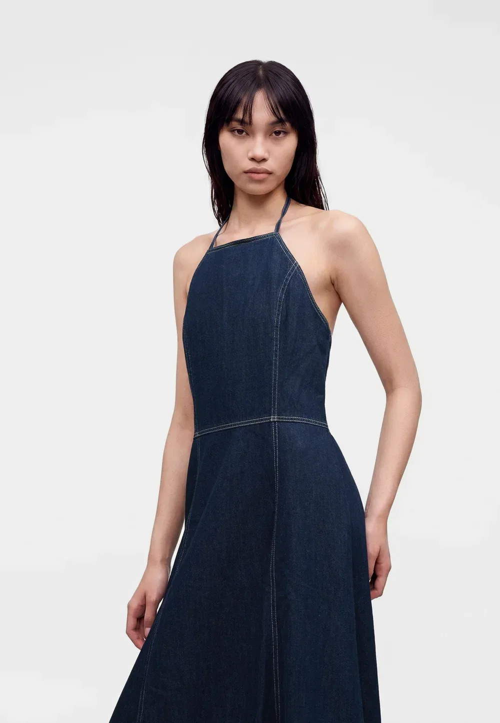 Платье-Халтер из джинсовой ткани Gap, Dark Blue Denim — фото 4