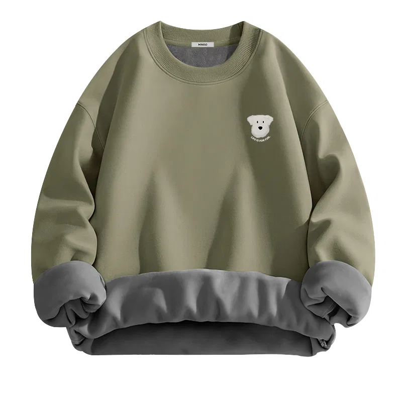 Детский свитшот с начесом Ma Pin Puppy MINISO, Gray Pea Green