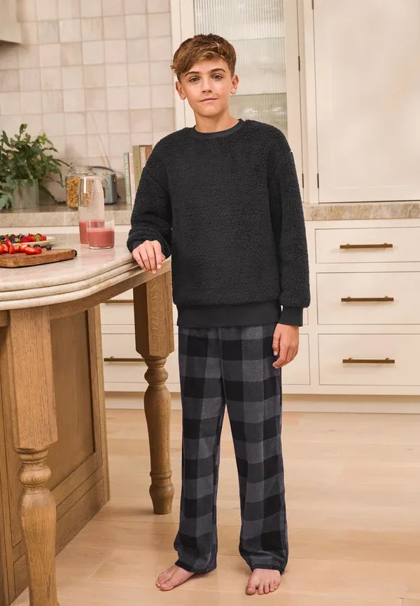 Пижама флисовая Regular fit - single cosy set Next Check Bottom, черный — фото 3