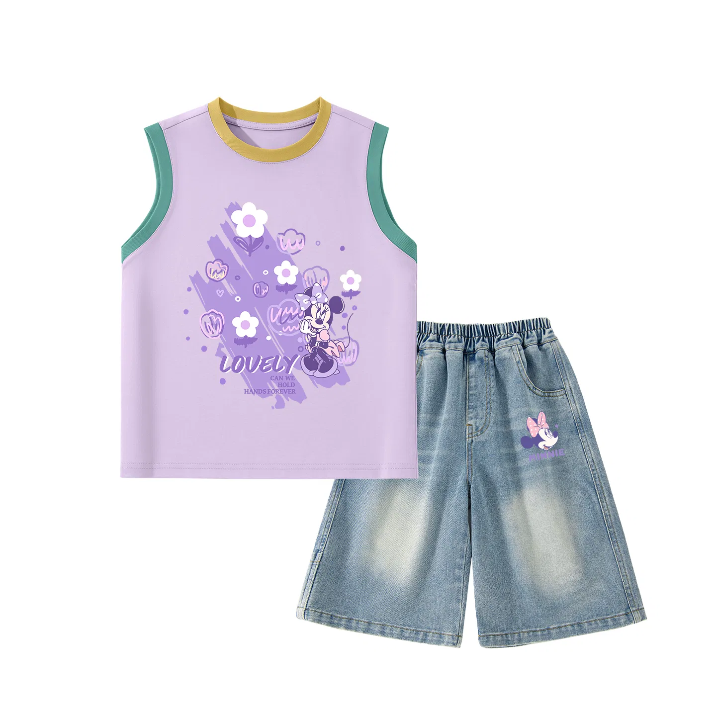 Костюм детский спортивный Disney, Di Bubble Flower Yellow Purple+Dini Knot K Denim Blue