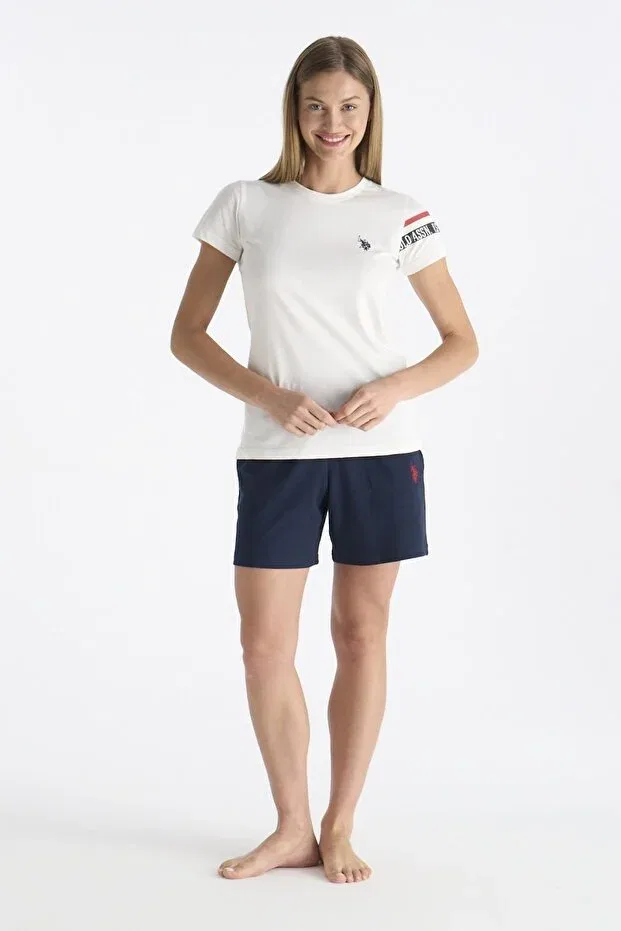 Женский комплект пижамы с коротким рукавом и шортами U.S. Polo Assn., Ecru — фото 2