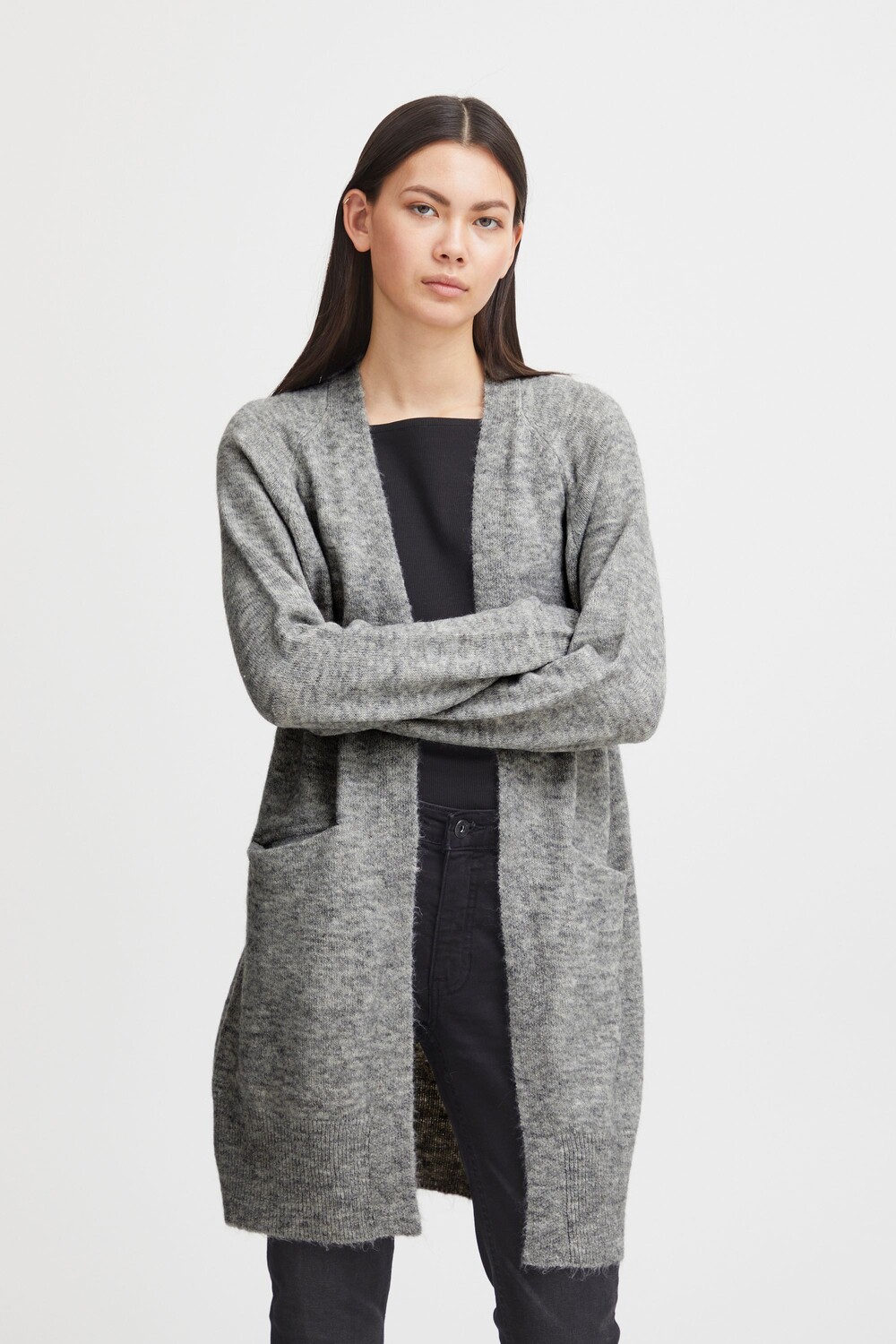 

Кардиган ICHI Strickjacke IHKAMARA CA2 20116698, серый