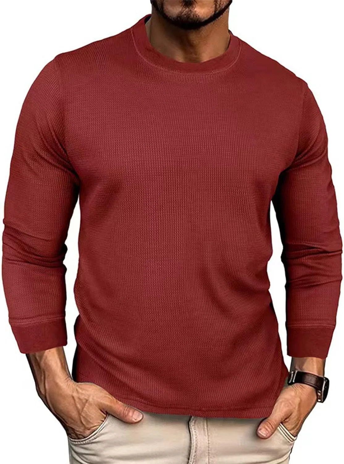 Мужская классическая футболка с длинным рукавом Genericshirt45988, Wine