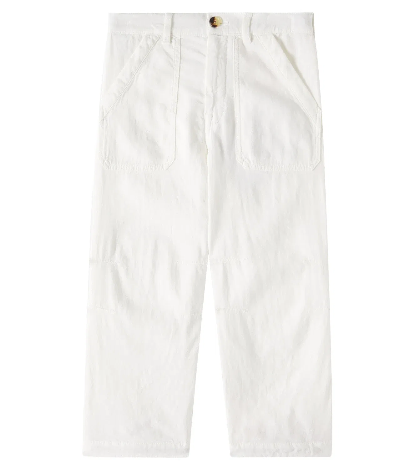 Брюки льняные с молнией и пуговицами Brunello Cucinelli Kids, белый