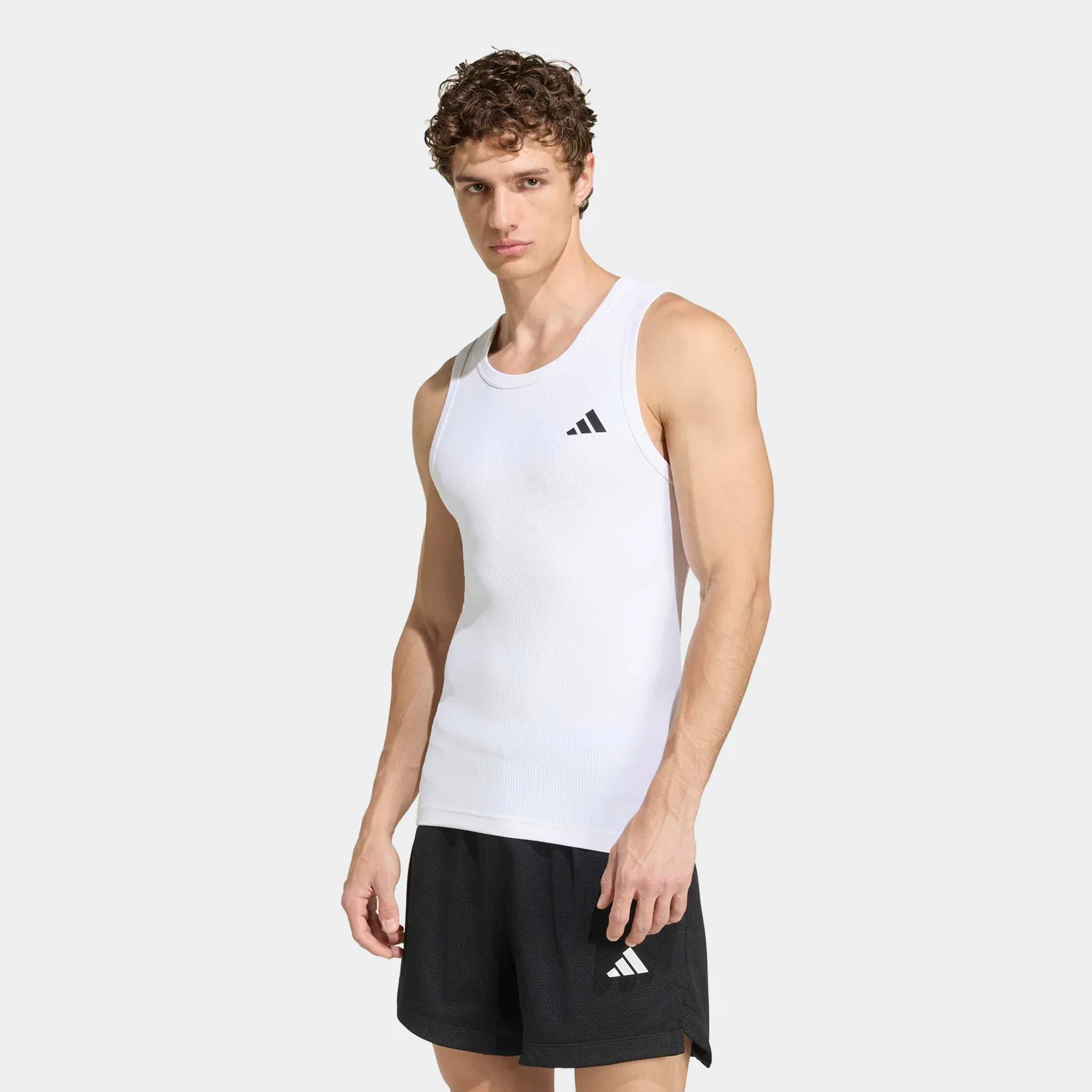 Мужская топ-майка с ребристыми вставками PrimeLift Essentials Workout Rib Adidas Performance, White