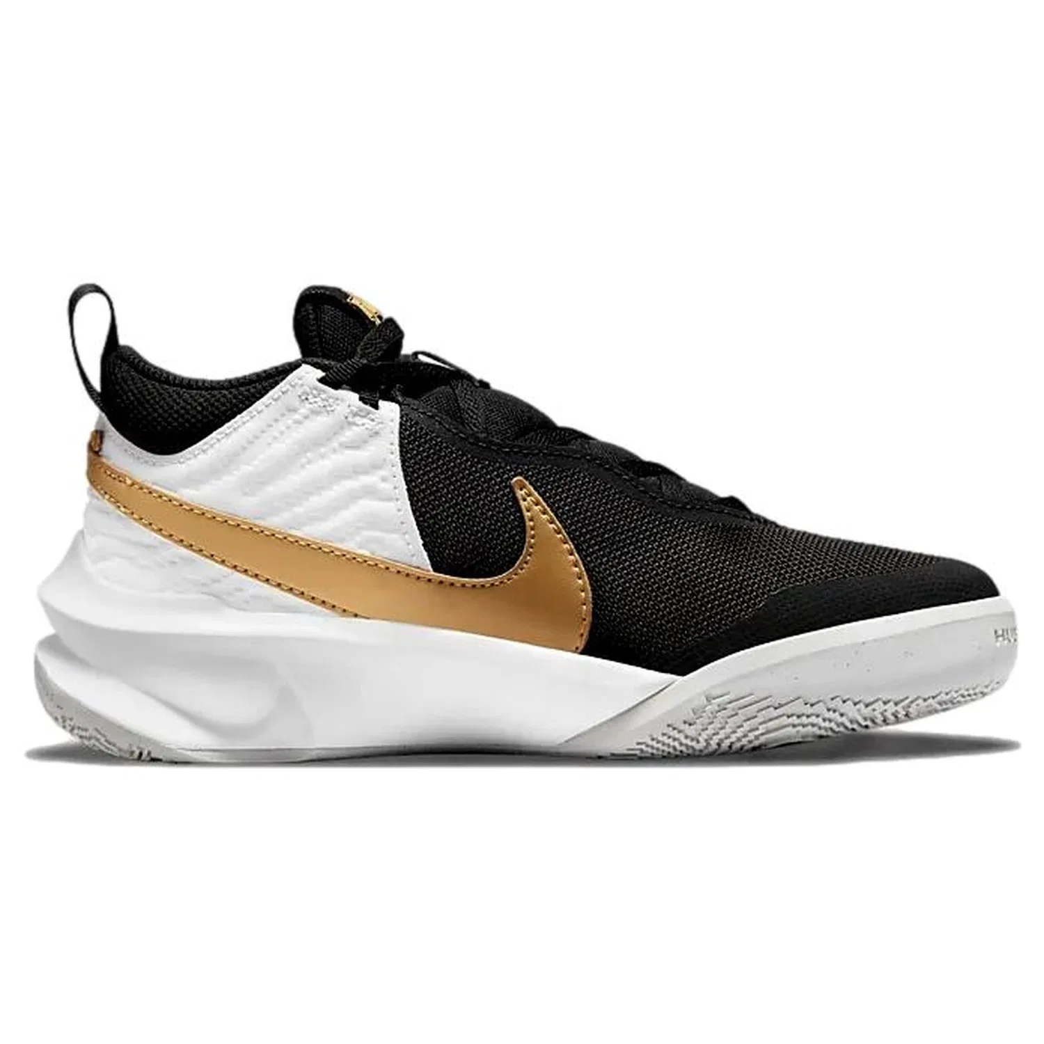Детские кроссовки для мальчиков с принтом Team Hustle D 10 NIKE, Black Metallic Gold White — фото 4