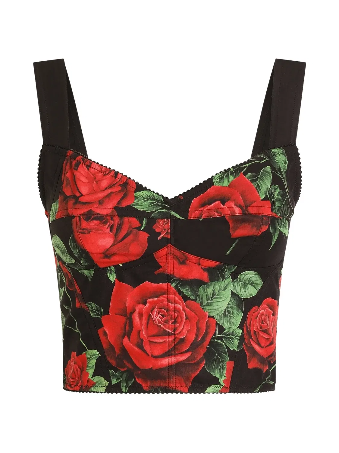 Поплиновый топ с цветочным принтом Dolce & Gabbana, черный