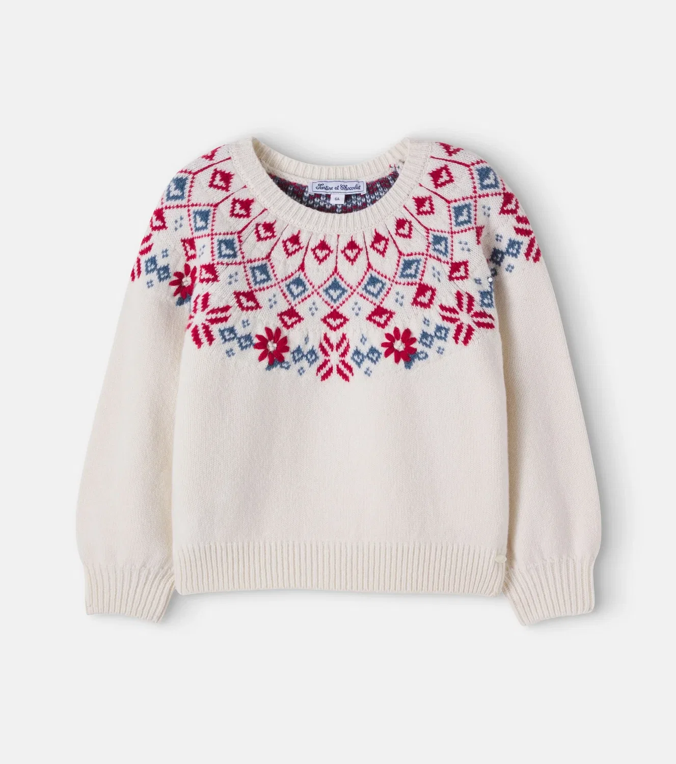 Свитер шерстяной с узором Fair Isle, Tartine Et Chocolat, белый
