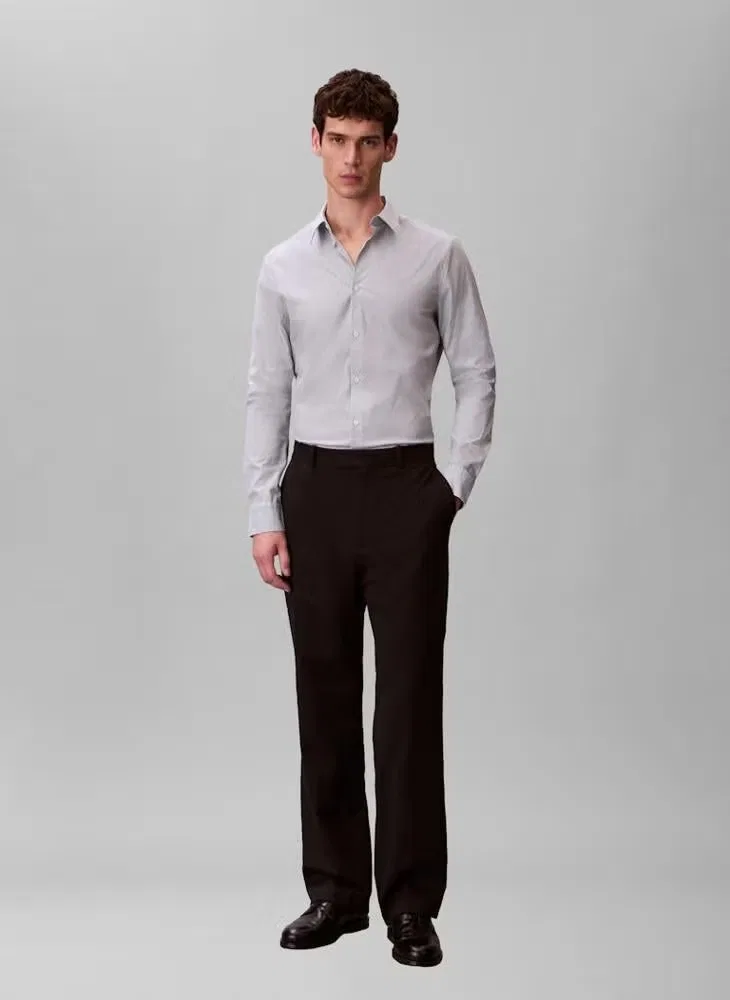 Рубашка с принтом в тонкую полоску, модель Slim, Calvin Klein, бледно-зеленый — фото 4