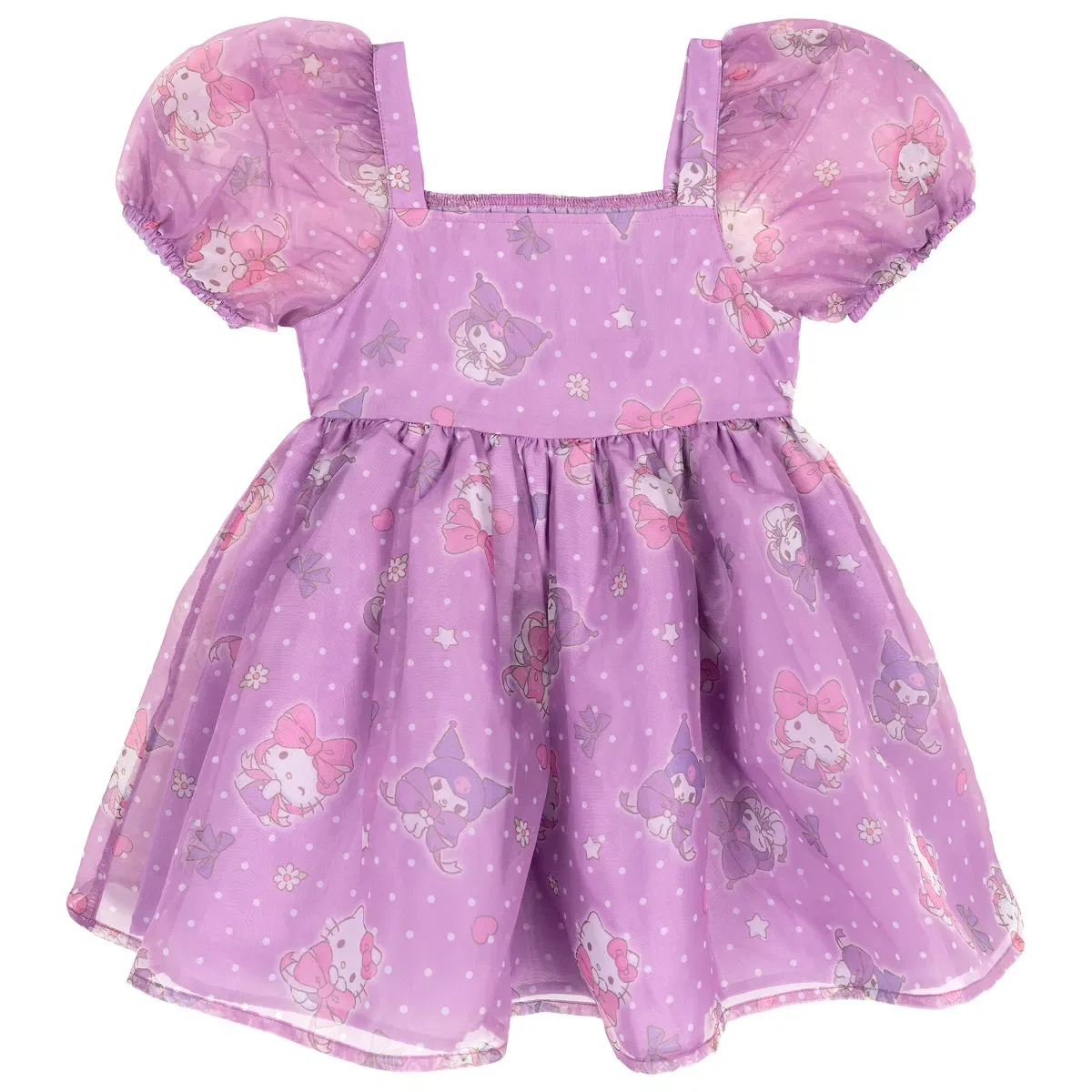 Детское платье для девочек с принтом Hello Kitty Square Neck Dress Hello Kitty, Purple