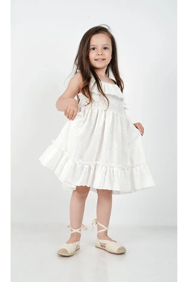 Детское платье для девочек хлопковое C.C.L. Coccolin Kids Baby Clup, White