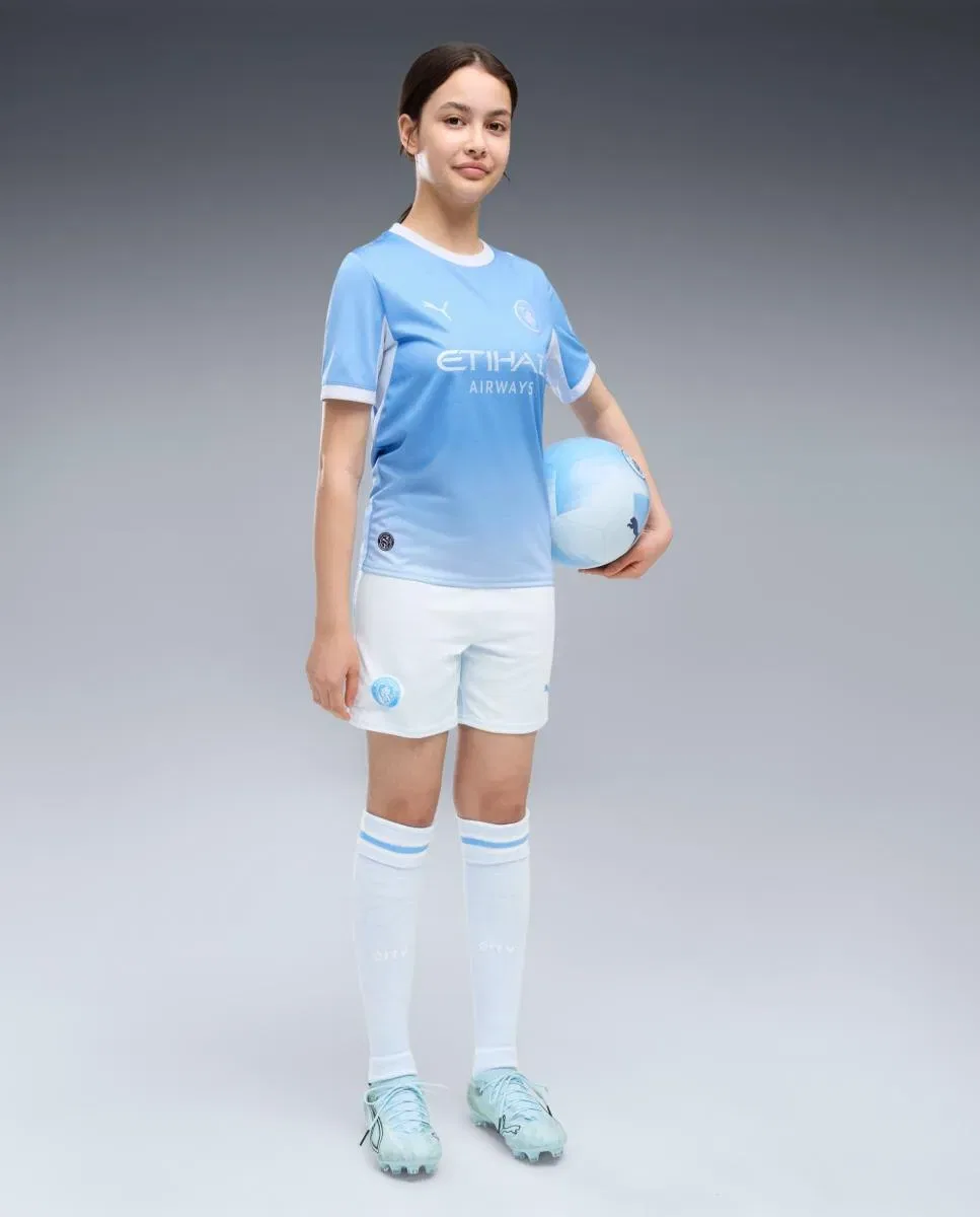 Детские шорты для мальчиков футбольные с принтом Manchester City 1ª Equipación Puma, Azul — фото 3