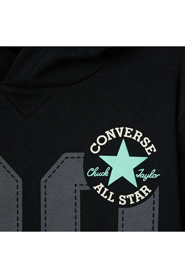 Детское худи для девочек с принтом Retro Remix Kids Converse, Black — фото 2