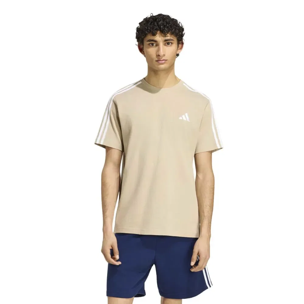Мужская футболка с коротким рукавом Essentials 3-Stripes Single Jersey Left Chest Branded Adidas, Beige