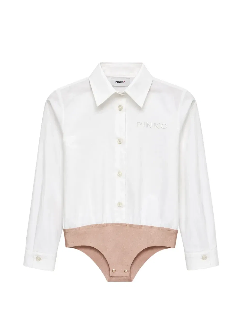 Боди-рубашка с вышитым логотипом Pinko Kids, белый