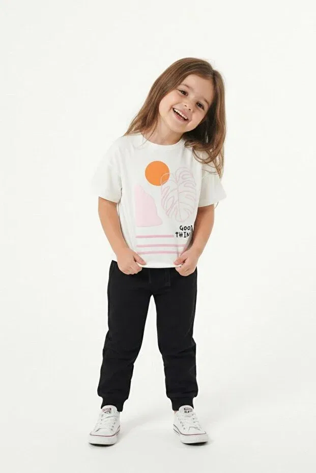 Детская футболка с принтом Good things printed Miababy, Pink