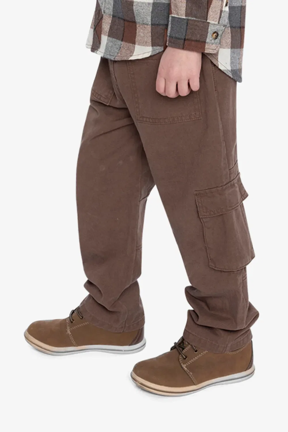 Детские брюки с карго-карманами на шнурке Boys Must-Haves Deux par Deux, Neutral Brown — фото 3