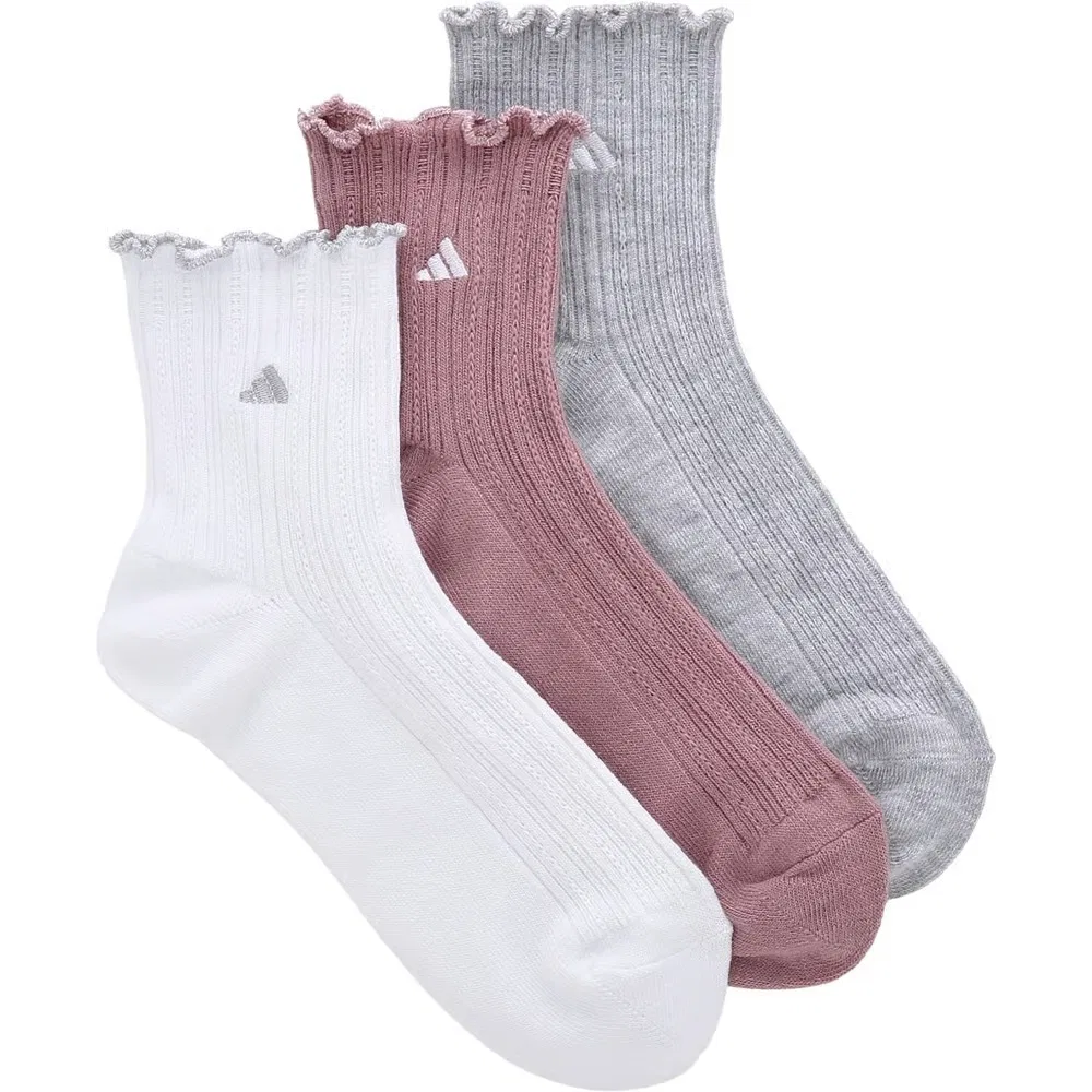 Женские спортивные носки с оборками комплект из 3 пар четверть длины Adidas, Assorted
