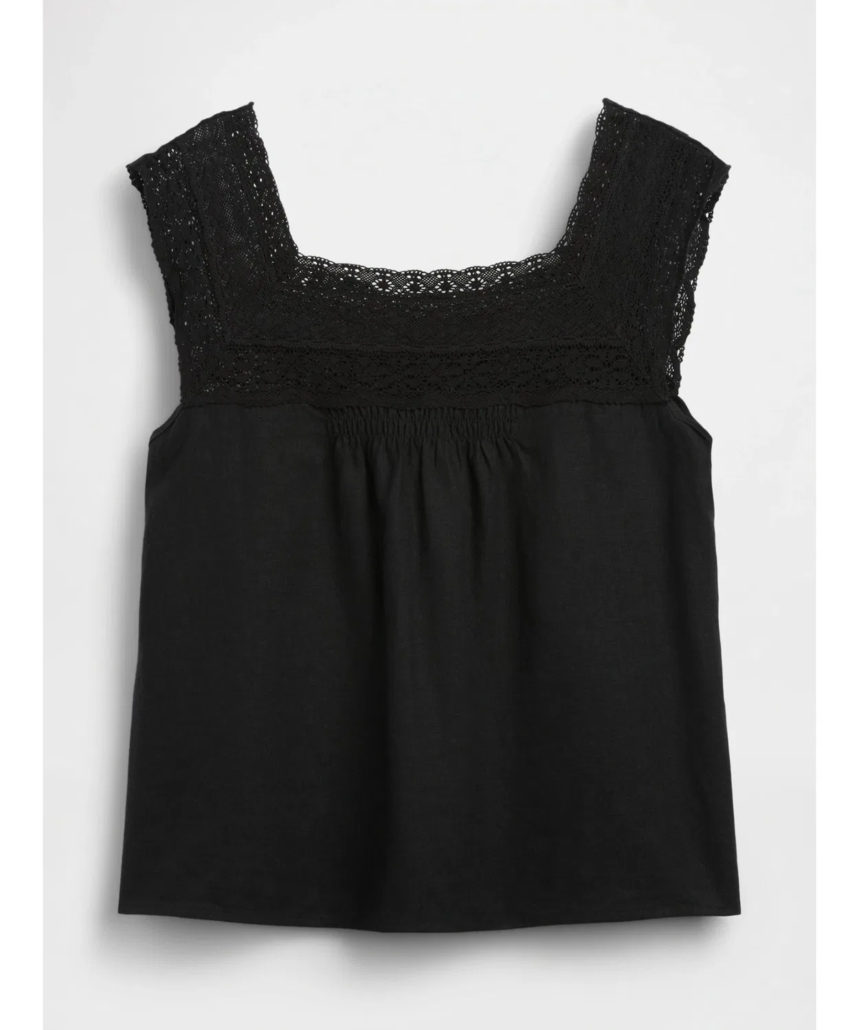 Женский топ без рукавов из льняной смеси с кружевом GAP, Black — фото 2