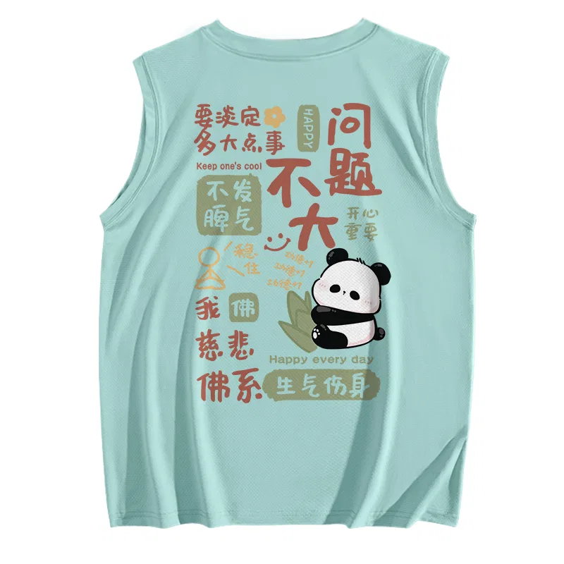 Детская майка с принтом B Calm Panda MINISO, Water Green