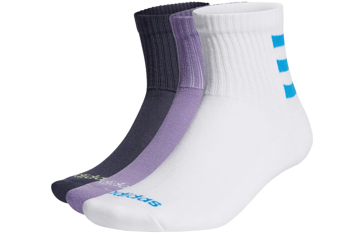 Детские носки с логотипом Adidas Neo, комплект из 3 пар, Dark Gray Navy/Purple/White