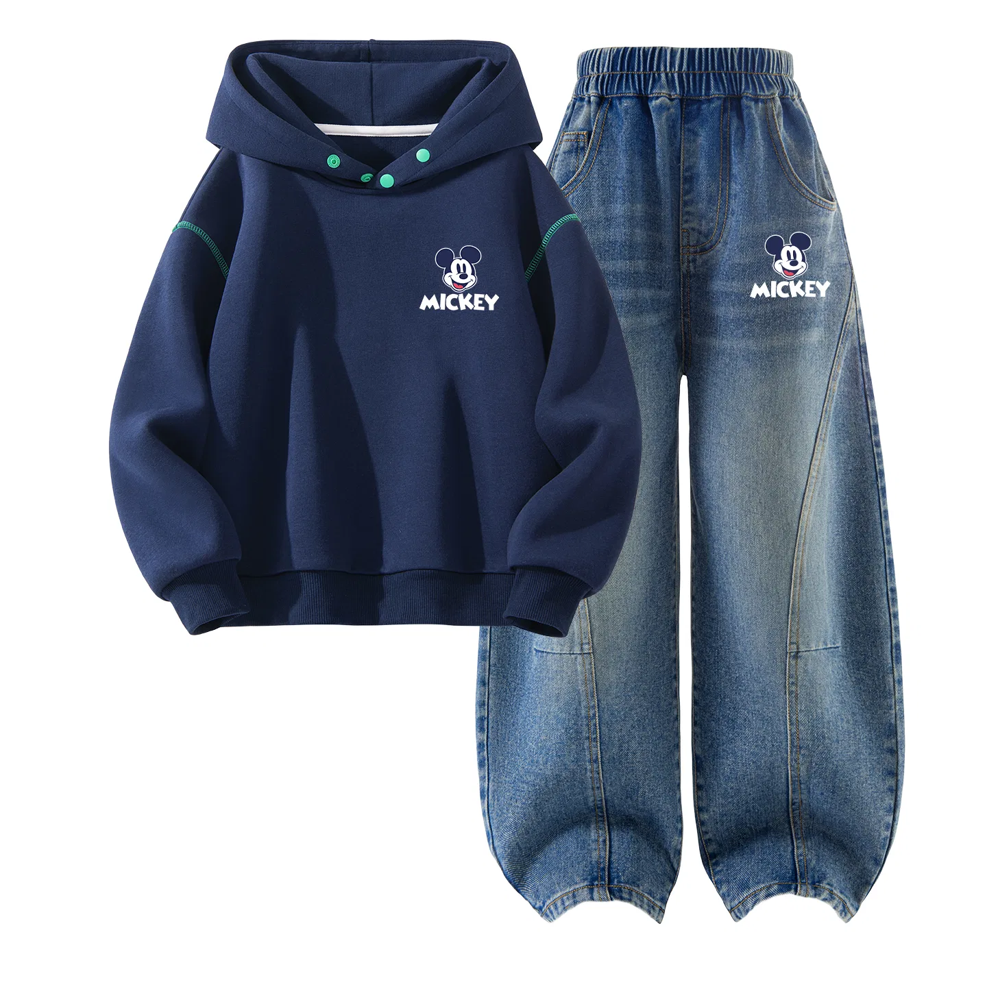 Детский спортивный комплект с капюшоном, из футера, Disney, Taro Purple+Denim Blue — фото 3