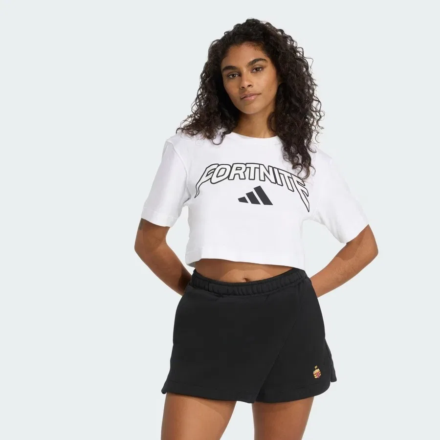 Футболка женская с принтом x Fortnite Crop adidas, Белый