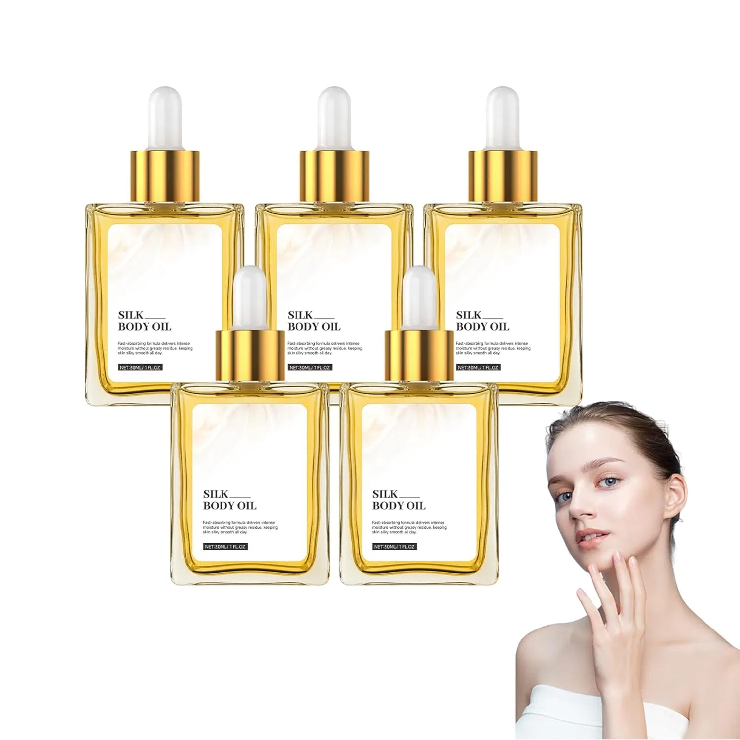Масло для тела Silk Body Oil, VKaoess, 5 флаконов по 30 мл