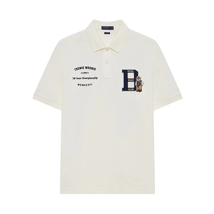 Детское поло с охлаждающим эффектом Multi Badge Teenie Weenie Men, Ivory White