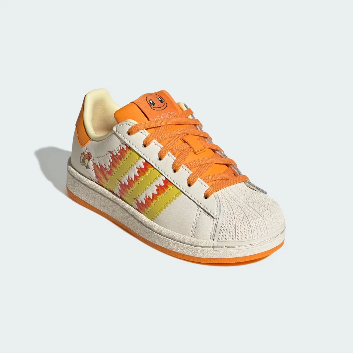 Детские кроссовки с принтом Pokémon Superstar II Adidas Originals, кремово-белый/ярко-желтый/ярко-оранжевый — фото 4