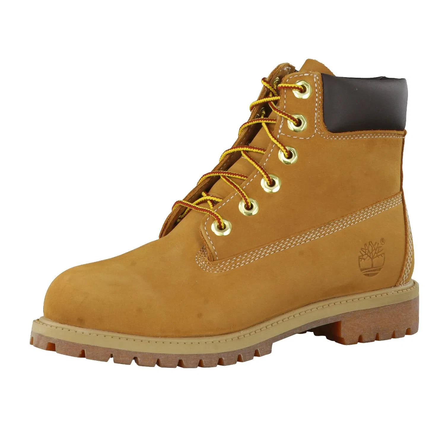 Детские ботинки для мальчиков с шнуровкой 6 in Premium Waterproof Timberland, Yellow Wheat Nubuck