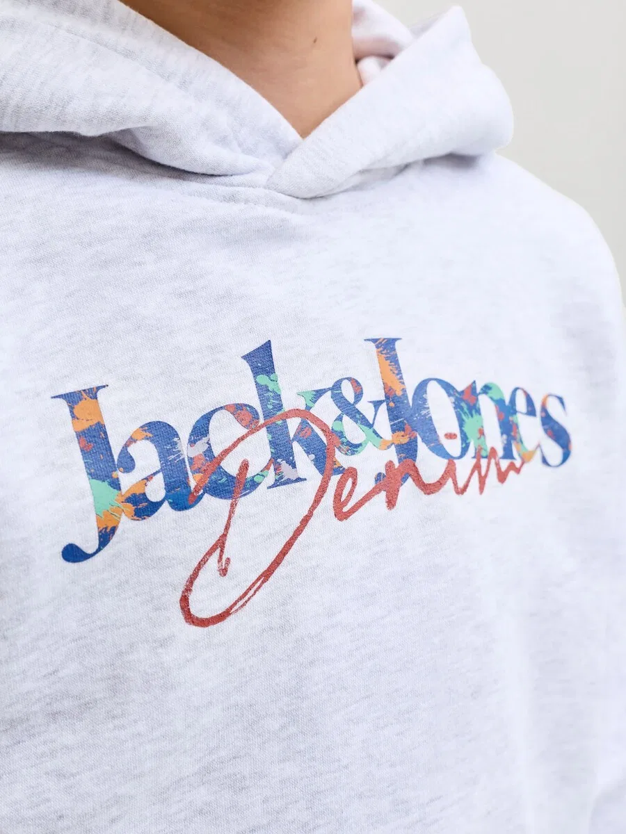 Детская толстовка Jack & Jones Junior 'JJTOM' в бело-пятнистом цвете — фото 4