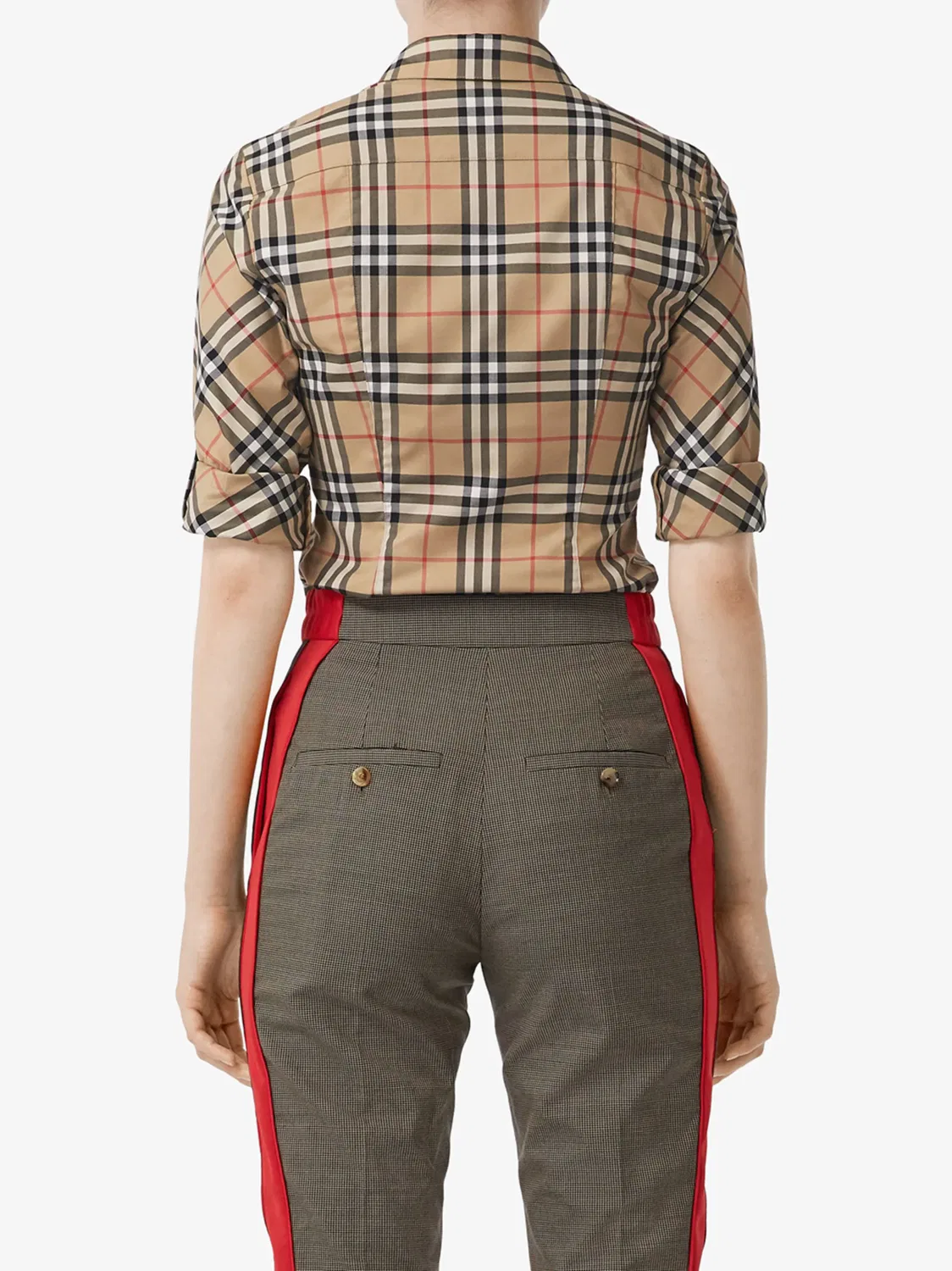 Рубашка с винтажной клеткой Burberry, коричневый — фото 4