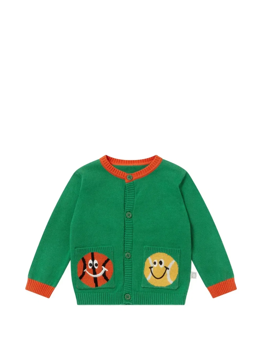 Кардиган с нашивкой в виде улыбающегося баскетбольного мяча Stella McCartney Kids, зеленый