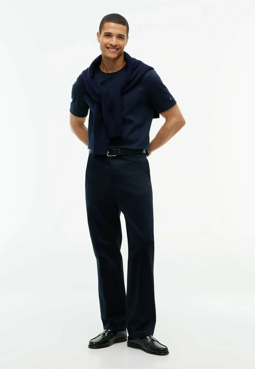 Футболка из трикотажа с тисненым логотипом - базовая футболка Tommy Hilfiger, Navy Blue — фото 2