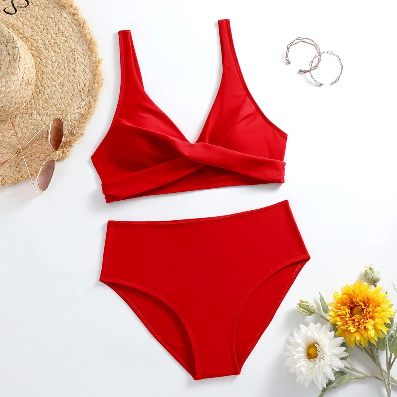 Женский бикини-комплект Push Up Two Piece Swimsuit, Red — фото 3