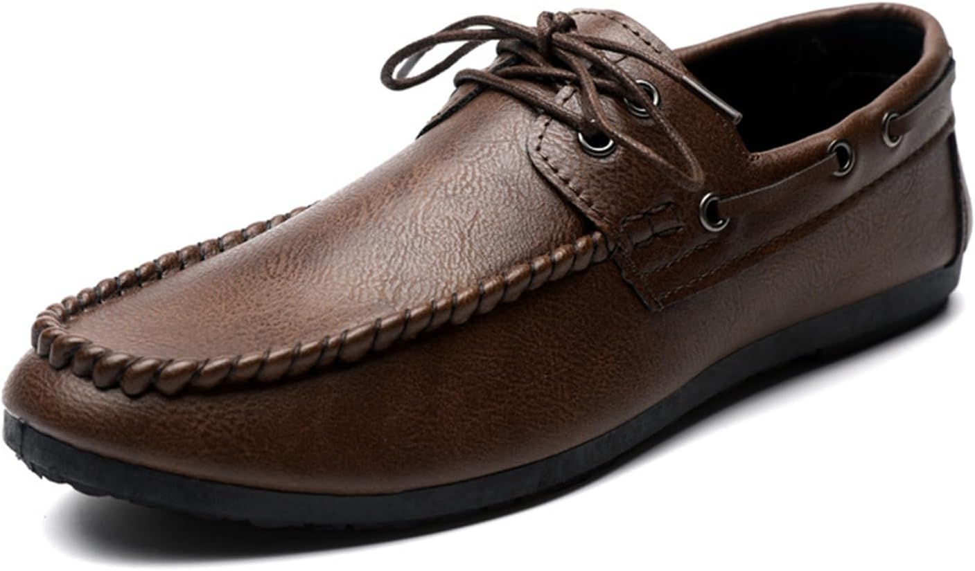 

Мужские летние кожаные лоферы FERRAOGAN с шнуровкой и без застежки, модная и повседневная обувь для прогулок, коричневый
