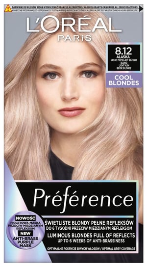 

Светло-пепельно-бежевый блондин Loreal Feria Preference Color Booster Intense Deep Red P46 8.12 Alaska —, L'oréal Paris