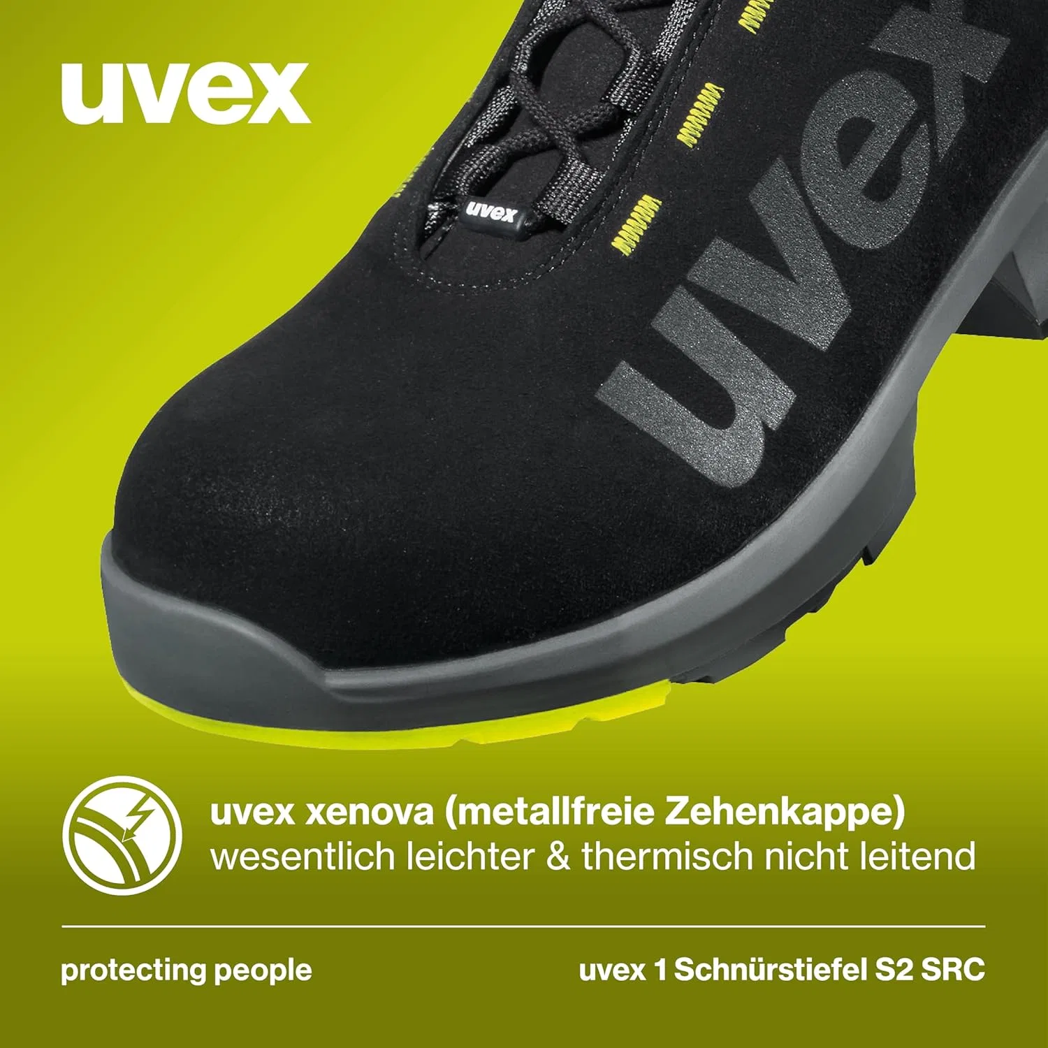 Рабочие ботинки Uvex 1 - защитные ботинки S2 SRC ESD - черные — фото 4