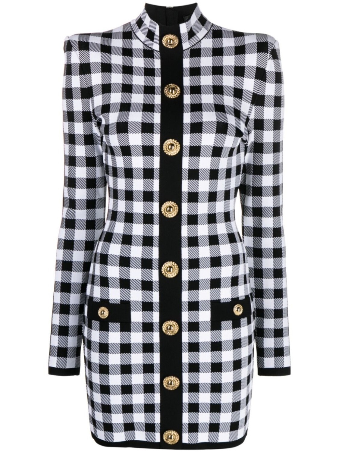 

Balmain платье мини в клетку гингем, черный