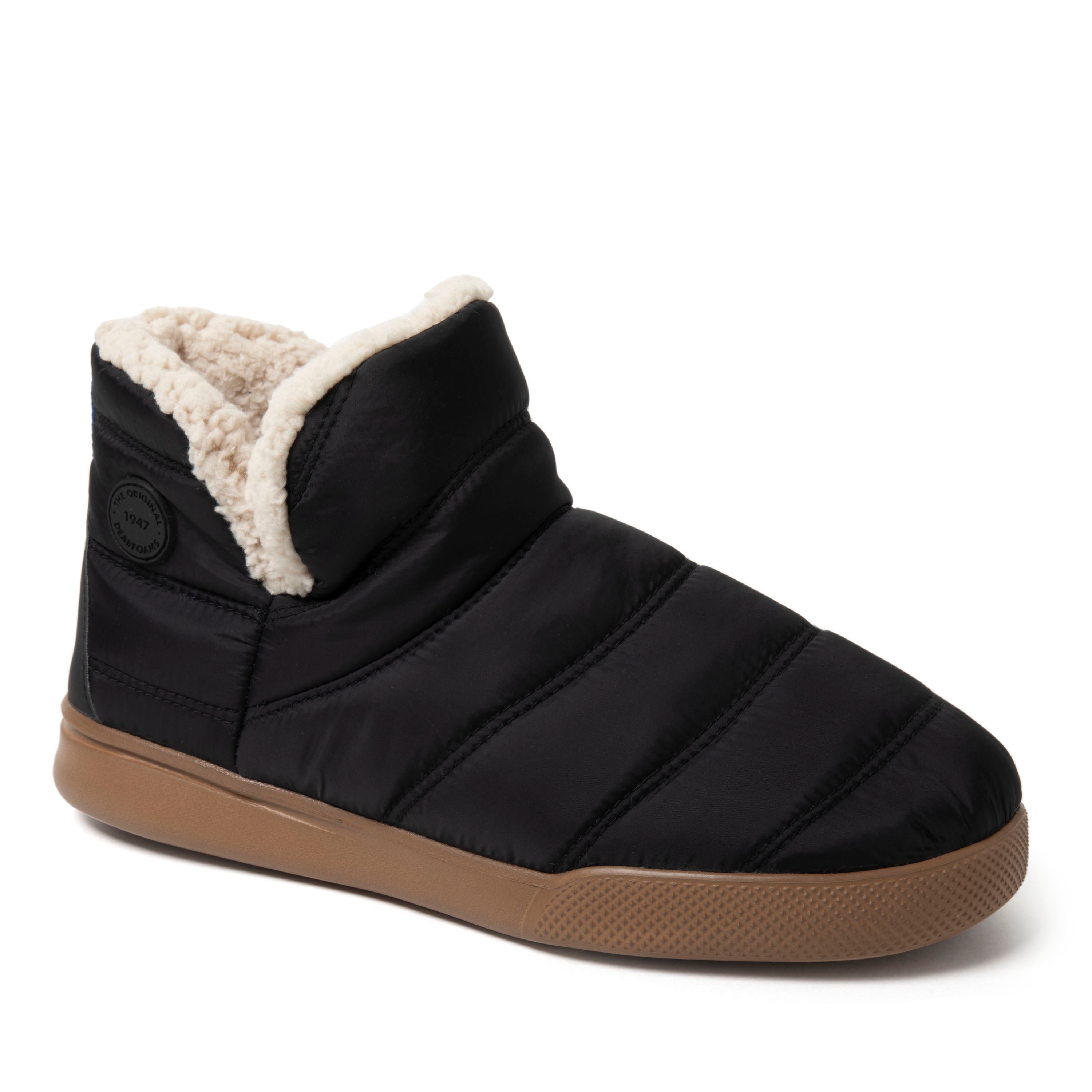 

Dearfoams Мужские нейлоновые пуховые тапочки Bryant для дома и улицы, черный