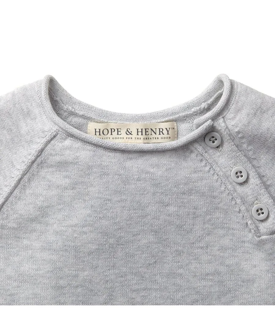 Детский комбинезон-свитер с рукавами реглан для мальчиков Hope & Henry, светлый-heather серый — фото 2