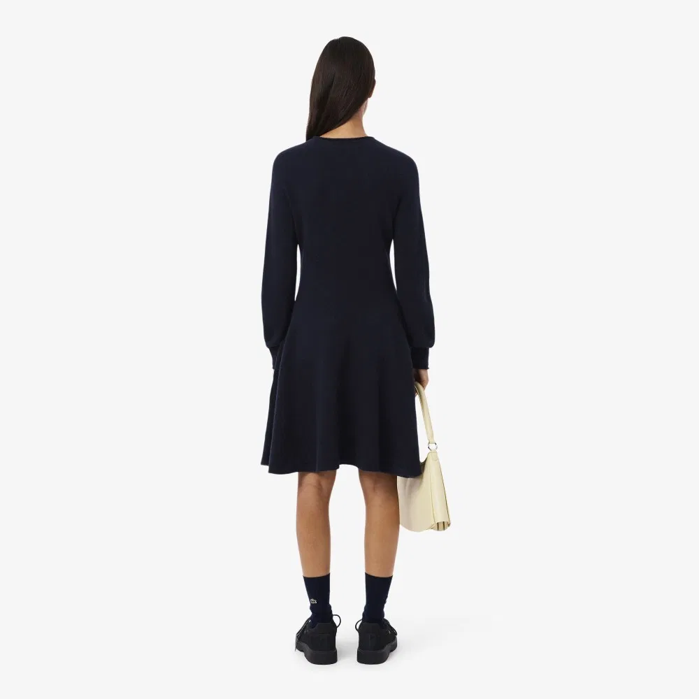 Платье Lacoste шерстяное мини приталенное, тёмно-синее — фото 3