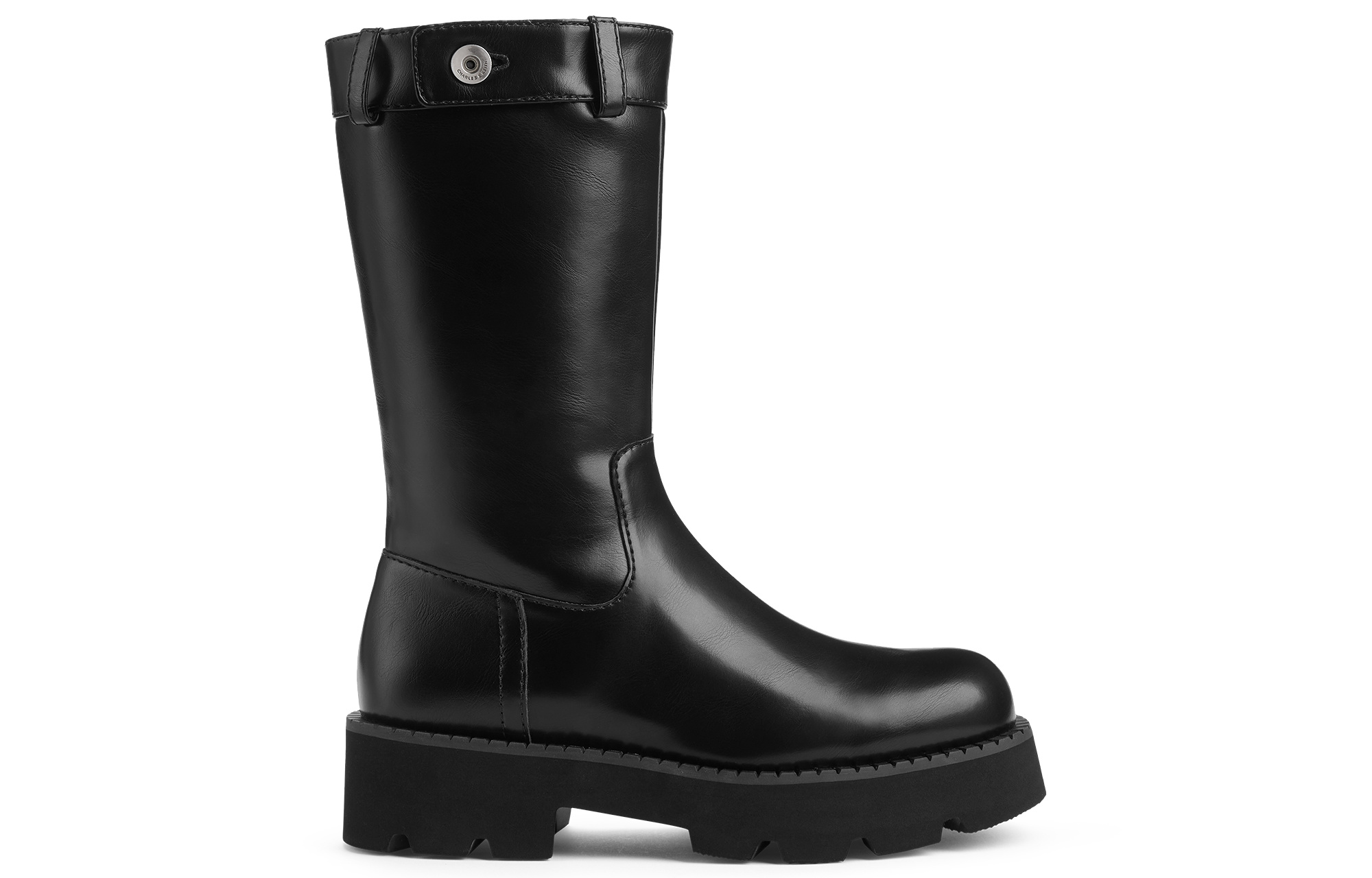 CHARLES&KEITH Чёрные женские ботинки Small CK до колена на каблуке 4,5 см, цвет Black — фото 2