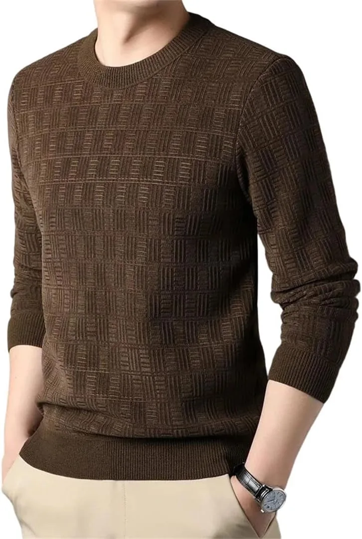 

Мужской свитер с круглым вырезом в клетку, мягкий и теплый