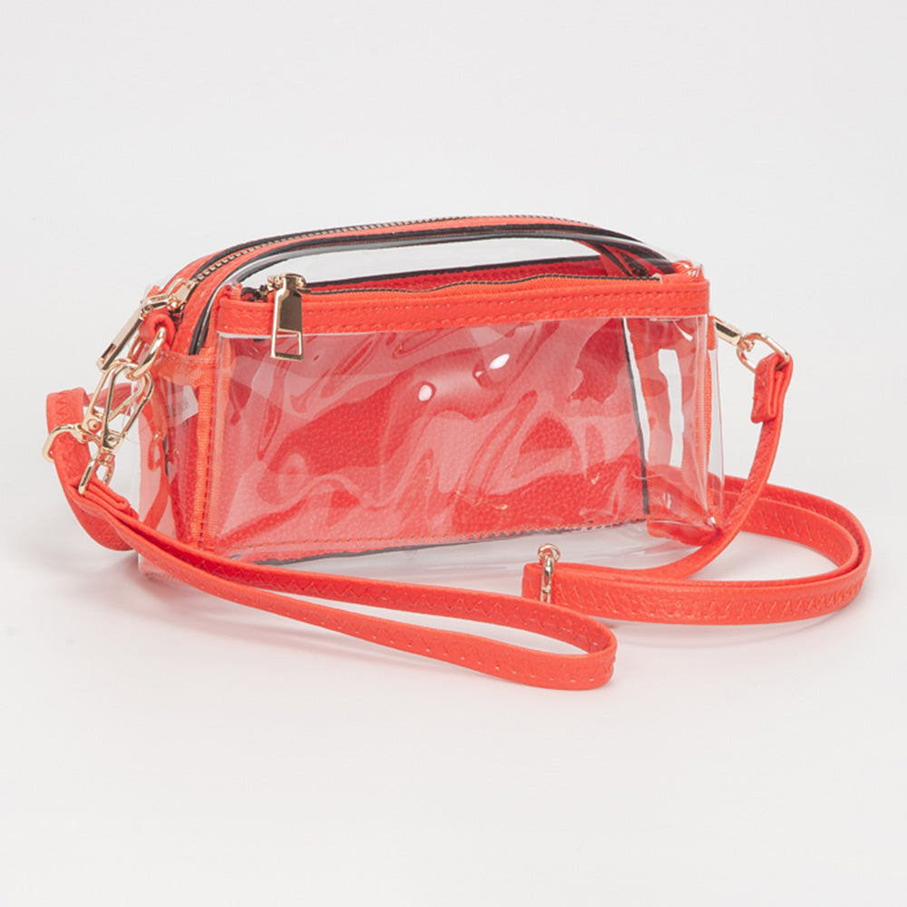 

Прозрачная маленькая сумка через плечо FASHNZFAB, прозрачный, оранжевый