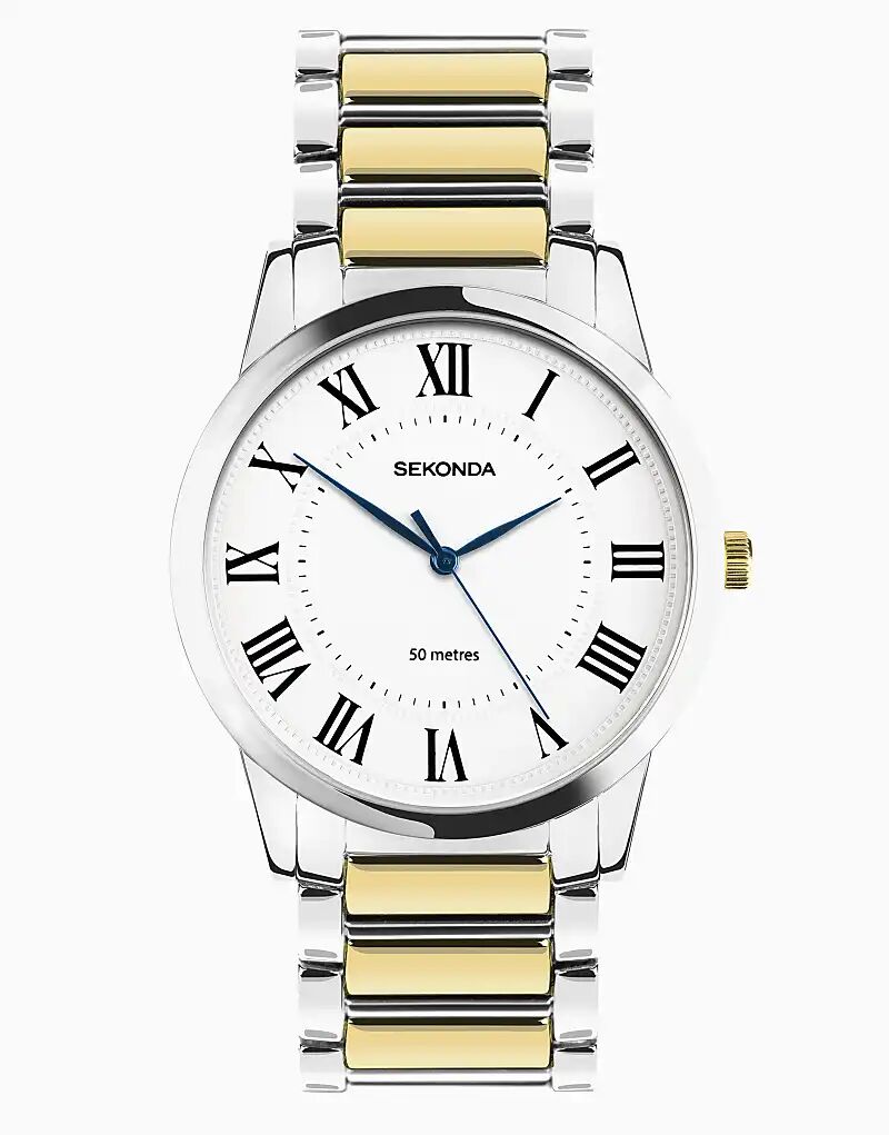 

Часы Sekonda Beaumont 40 мм круглые двухцветные в серебряном корпусе