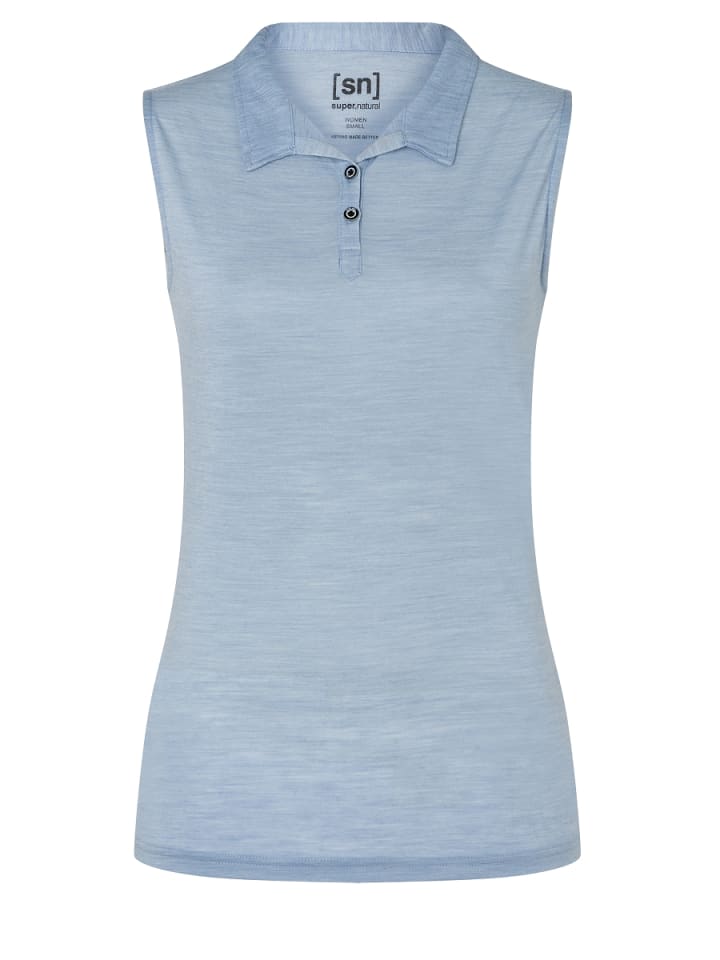 

Super.natural Поло без рукавов из мериносовой шерсти, светло-голубого цвета