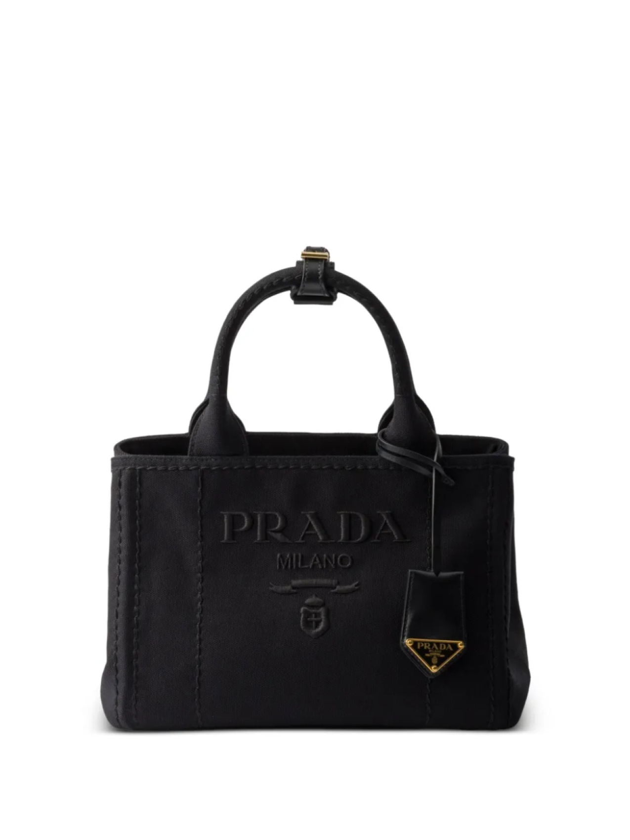 

Сумка-тоут с вышитым логотипом Prada, черный
