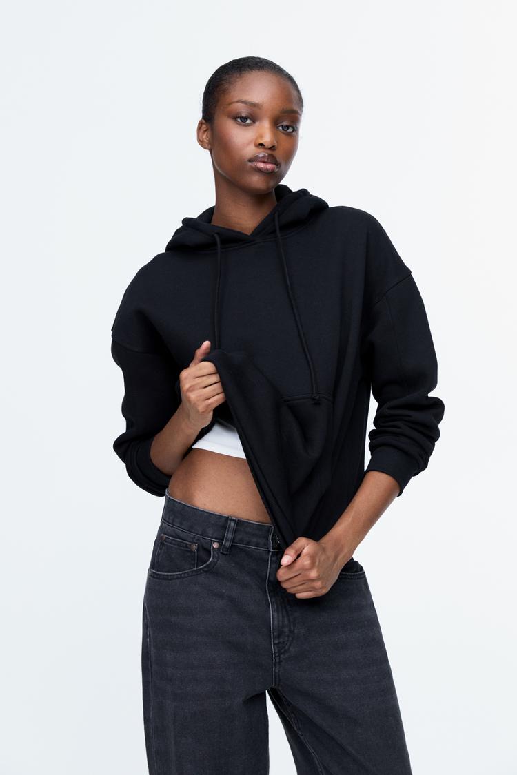 

Базовая толстовка с капюшоном Pull And Bear, черный